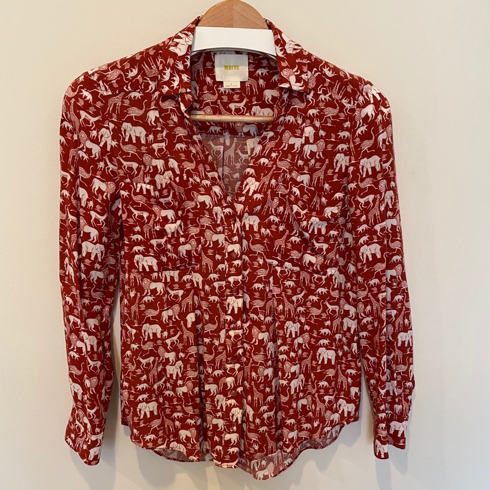 Maeve Casia Safari Print Top 0